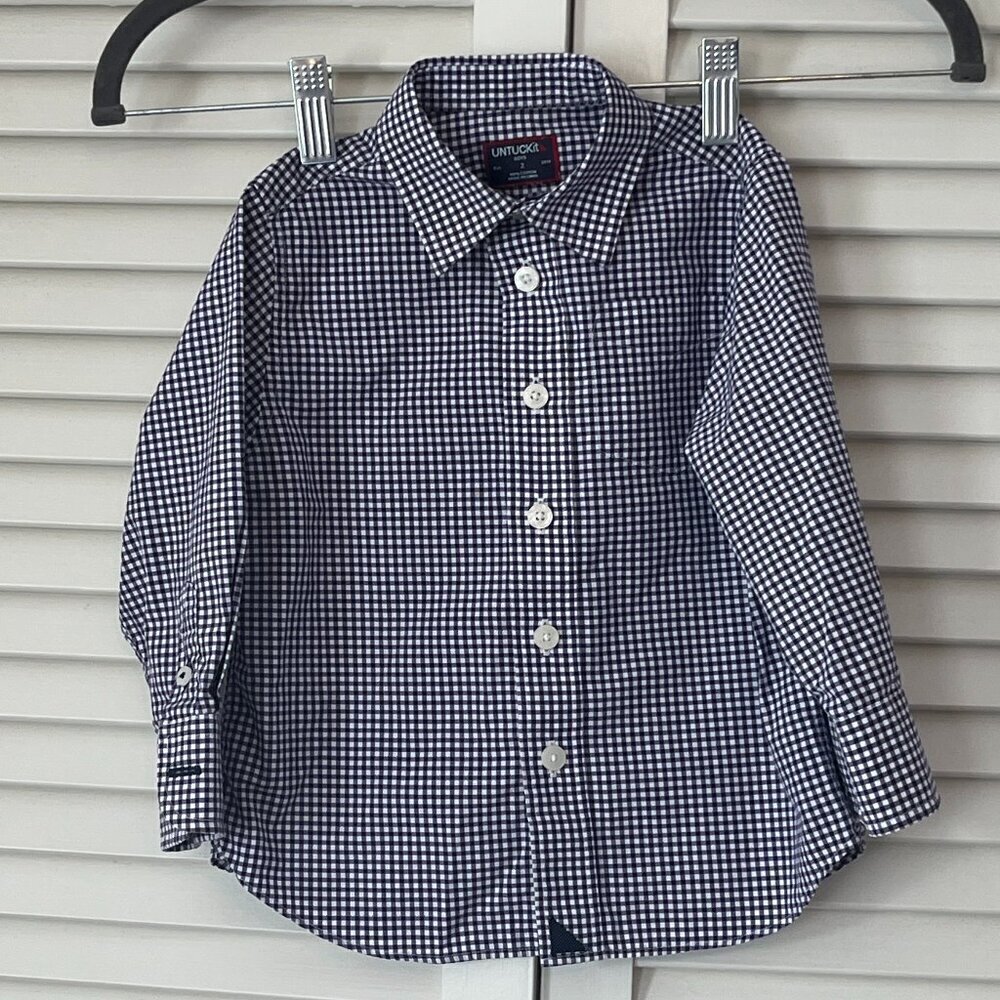 Untuckit boys 2 buttondown shirt plaid purple